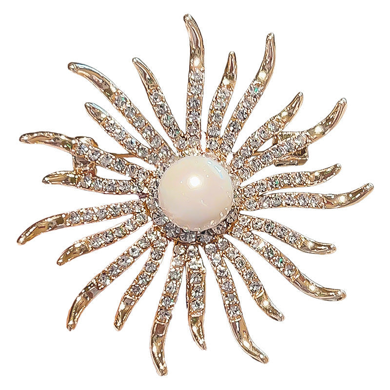 Elegant Rhinestone Sunflower Brooch For Women
