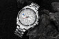 men''s watch fake three eyes luminous men''s watch fashion casual steel band waterproof watch t504g