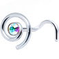 Sterling Silver Swirl Aurora Nose Ring Created with Crystals