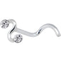 925 Silver Squiggle Clear Nose Ring Created with Crystals