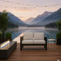 Outdoor Loveseat Aluminum Black Gray Cushion 50in 600 lb Capacity