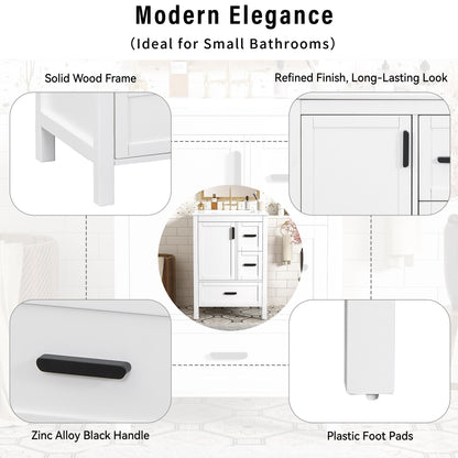 Bathroom Vanity With Sink, Soft-Close Doors, Double-Layer Shelf And 3 Drawers