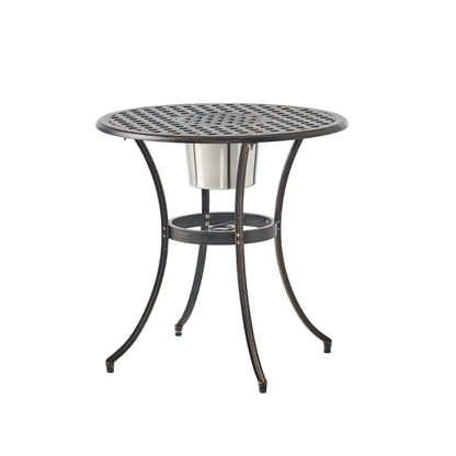 Outdoor Bistro Set Cast Aluminum Copper 3 Piece Ice Bucket Table 2 Chairs