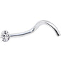 Sterling Silver 1.4mm Clear Nose Ring Created with Crystals
