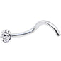 Sterling Silver 1.6mm Clear Nose Ring Created with Crystals