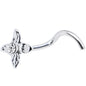 925 Clear Four Petal Flower Nose Ring Created with Crystals
