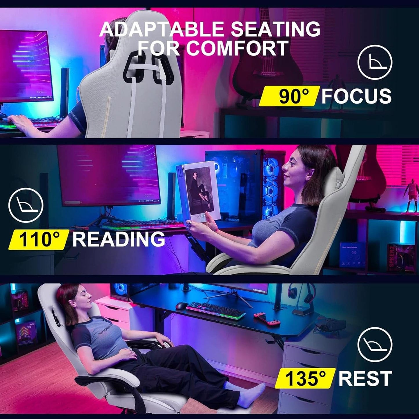 Ergonomic Gaming Chair With Footrest And Lumbar Support