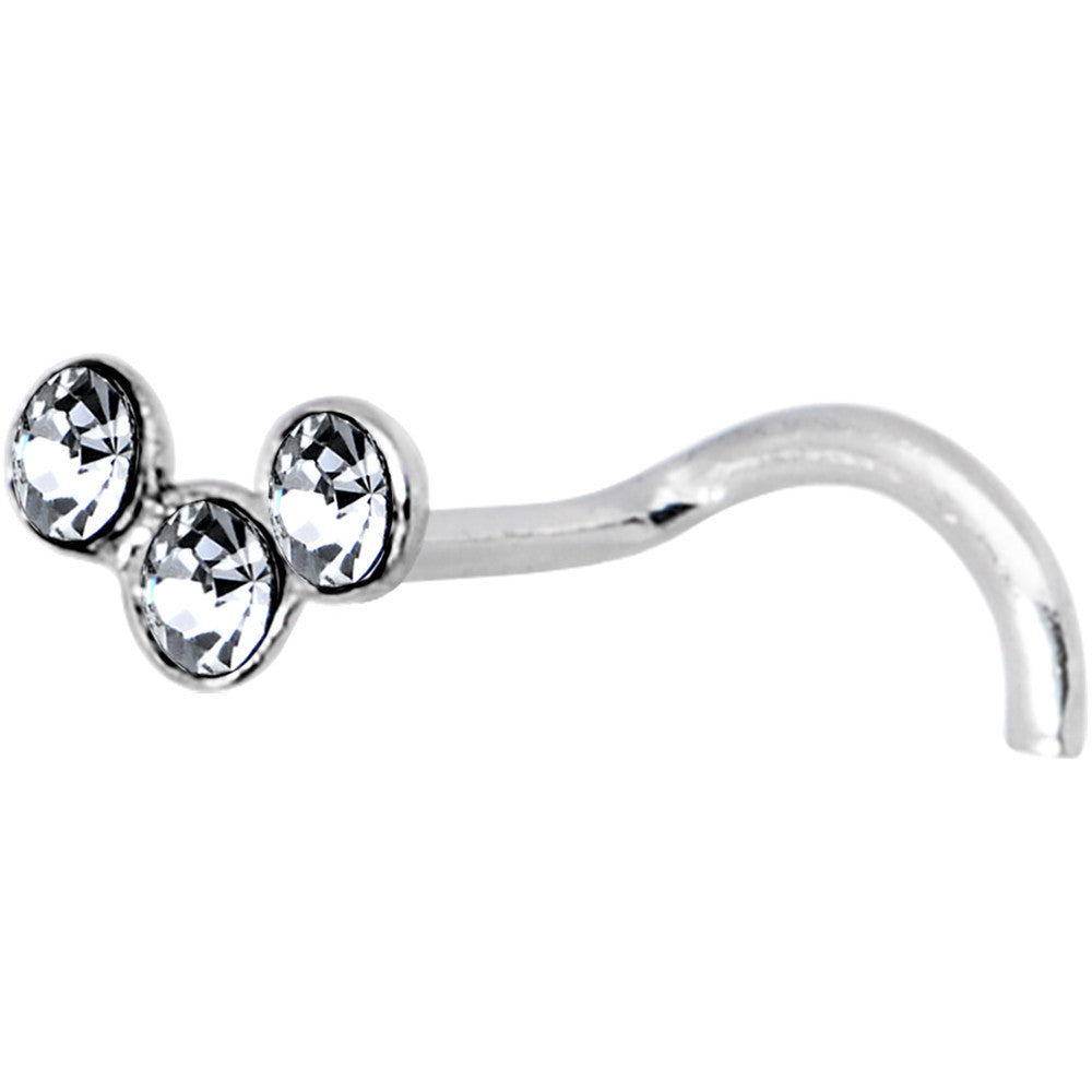 925 Silver 2.2mm Clear Trio Nose Ring Created with Crystals