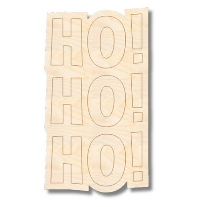 Unfinished Wood Etched HO HO HO Shape | Paint By Line Crafts | up to 30" DIY
