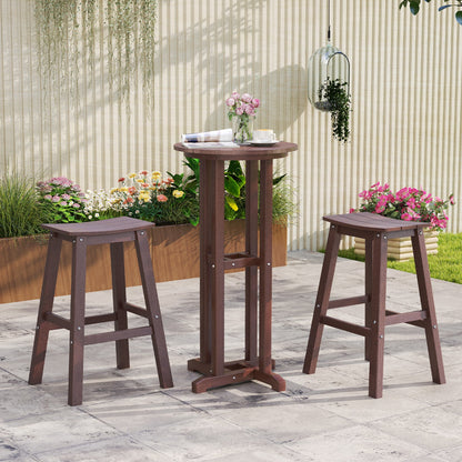29 Inch HDPE Patio Bar Stool Set of 2 Armless Saddle Stools