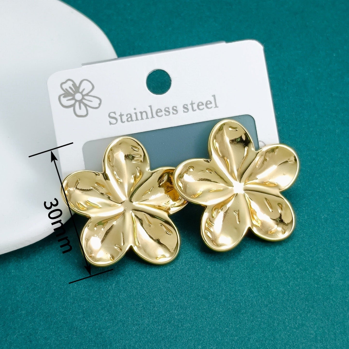 Double-layer Flower Stainless Steel Earrings Light Luxury With A Premium Feel