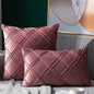 Pure Color Velvet Plaid Pillowcase Home Sofa Bedside Pillow Short Plush Cushion