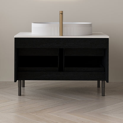 36 inch Bathroom Vanity, Freestanding or Wall Mounted with Ceramic Integrated...