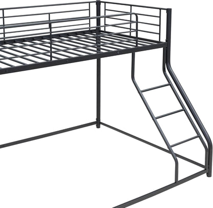 Heavy Duty Twin Over Queen Metal Bunk Bed In Black