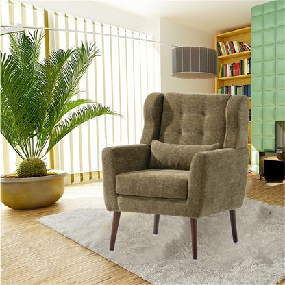 Accent Chair Chenille Olive Green Rubberwood Legs 28x29x38 In 275 LB