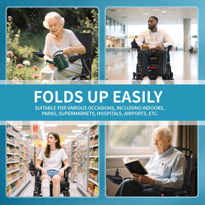 Wheelchair Electric Foldable All Terrain Aluminum 500W Dual Motor 41x24x39 In