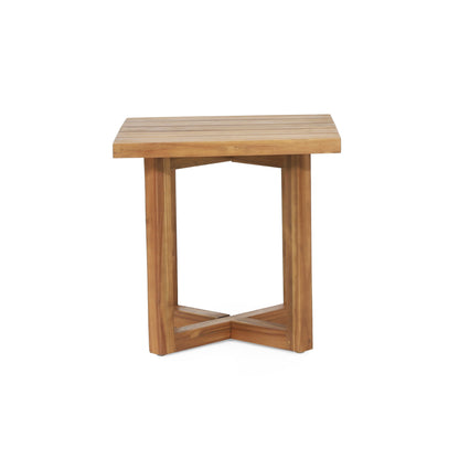 Outdoor Chair Set Acacia Wood Rope Beige Cushion Table