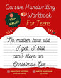 Cursive Handwriting Workbook For Teens Christmas Edition: A beginning cursive writing practice workbook for teens and adults (Cursive Tracing Book. Cu - Paperback