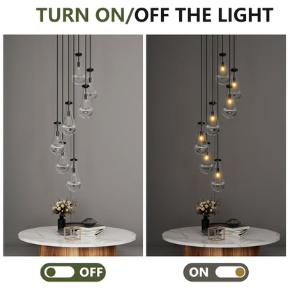 Chandelier 7-Light Pendant Adjustable Black Living Room Foyer Stairwell