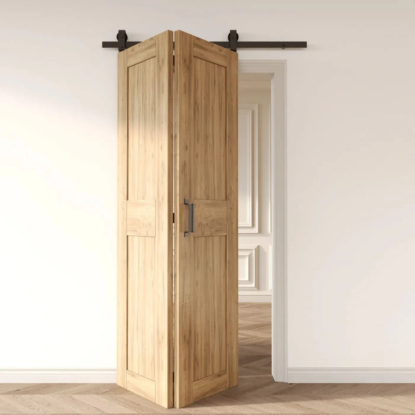 J Top Mount Bifold Barn Door Hardware | Matte Black | 2 Door Kit