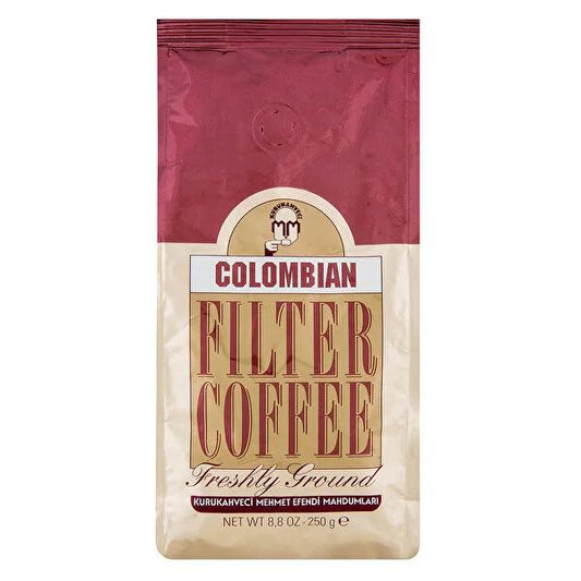 Kuru Kahveci Mehmet Efendi Colombian Filter Coffee 250g - 100% Arabica, Rich Flavor, Versatile Brewing