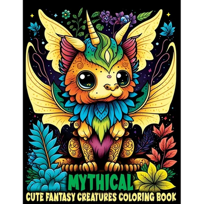 Cute Fantasy Mythical Creatures: Coloring Book Featuring Adorable Animals with Magical Creatures and Imaginary Worlds - Paperback