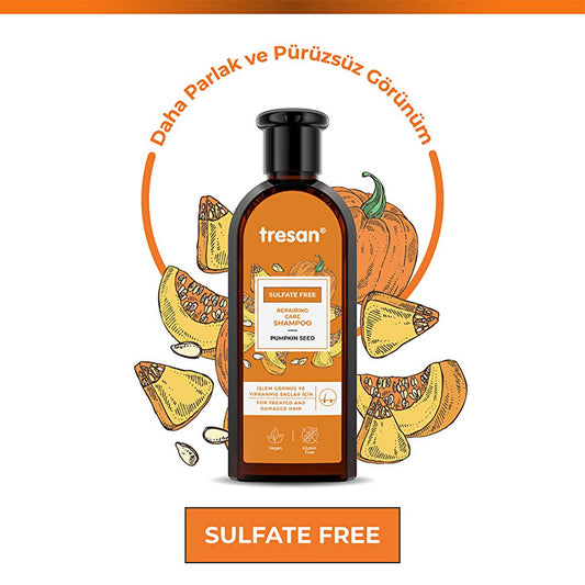 Tresan Sulfate-Free Repair Shampoo with Pumpkin Seed Oil - Gentle, Nourishing, and Natural Hair Care for Damaged Hair
