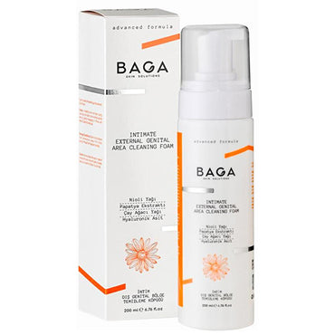 Baga Gentle Genital Hygiene Foam - pH Balanced, Soap-Free, Soothing Chamomile & Aloe Vera - 6.76 fl oz