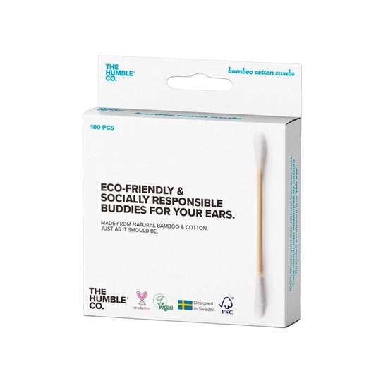 The Humble Co Cotton Swabs, 100 Count - Eco-Friendly Ear Cleaning Swabs for Personal Hygiene