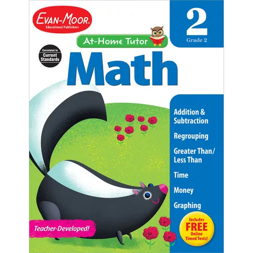 Math Skills, Grade 2 Workbook: At-Home Tutor, Addition, Subtraction, Multiplication, Telling Time, Money - Paperback