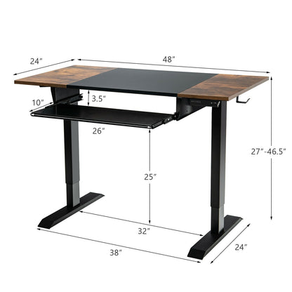 48 Inch Electric Sit to Stand Desk with Keyboard Tray