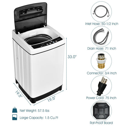 Full-Automatic Washing Machine 1.5 Cubic Feet 11 LBS Washer
