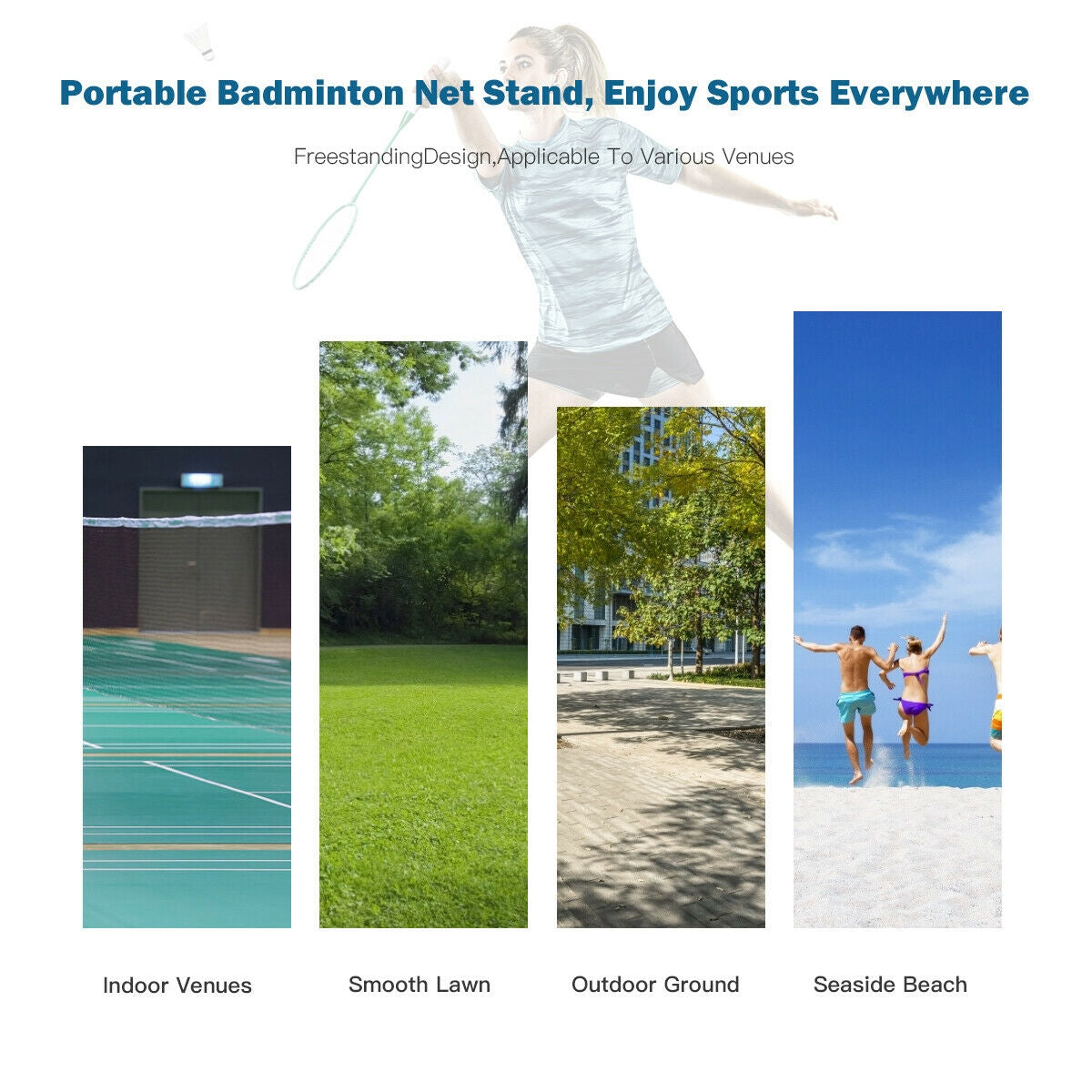 Portable 10 x 5 Feet Beach Badminton Training Net with Carrying Bag