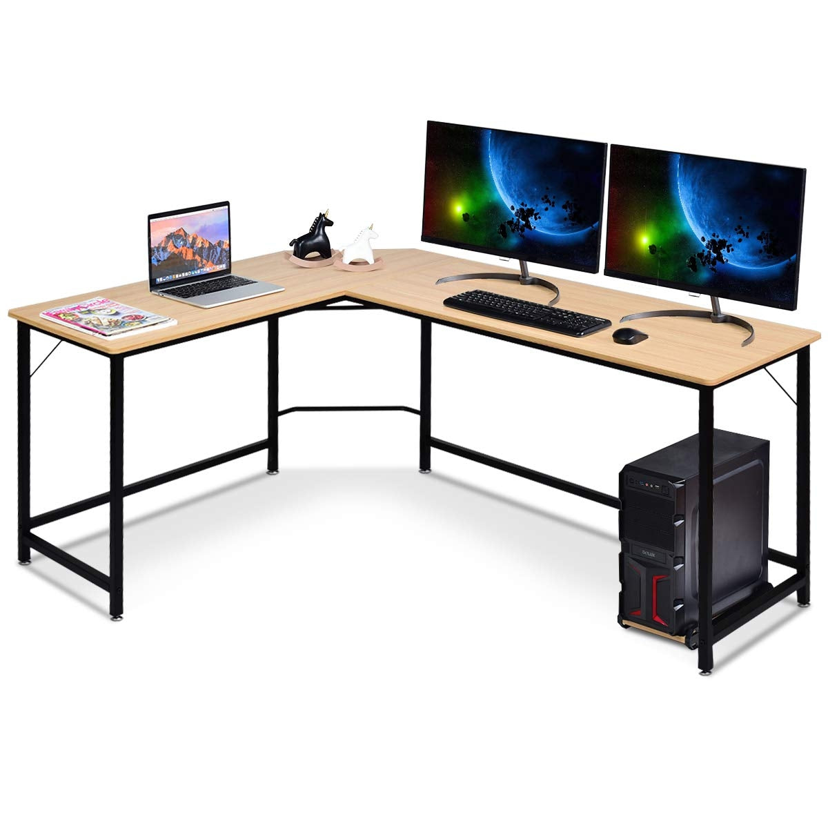 L Shaped Desk Corner Computer Desk PC Laptop Gaming Table Workstation