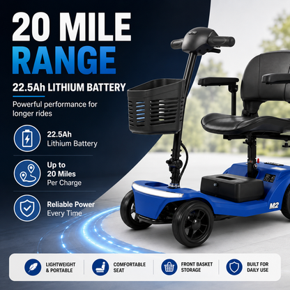4-Wheel Mobility Scooter 300lb Capacity 15.5 Mile LED Basket USB