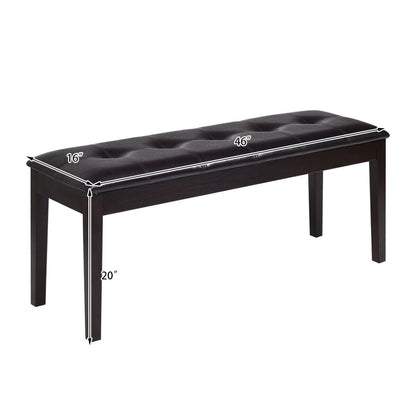 Upholstered Dining Room PU Bench Solid Wood Button Tufted