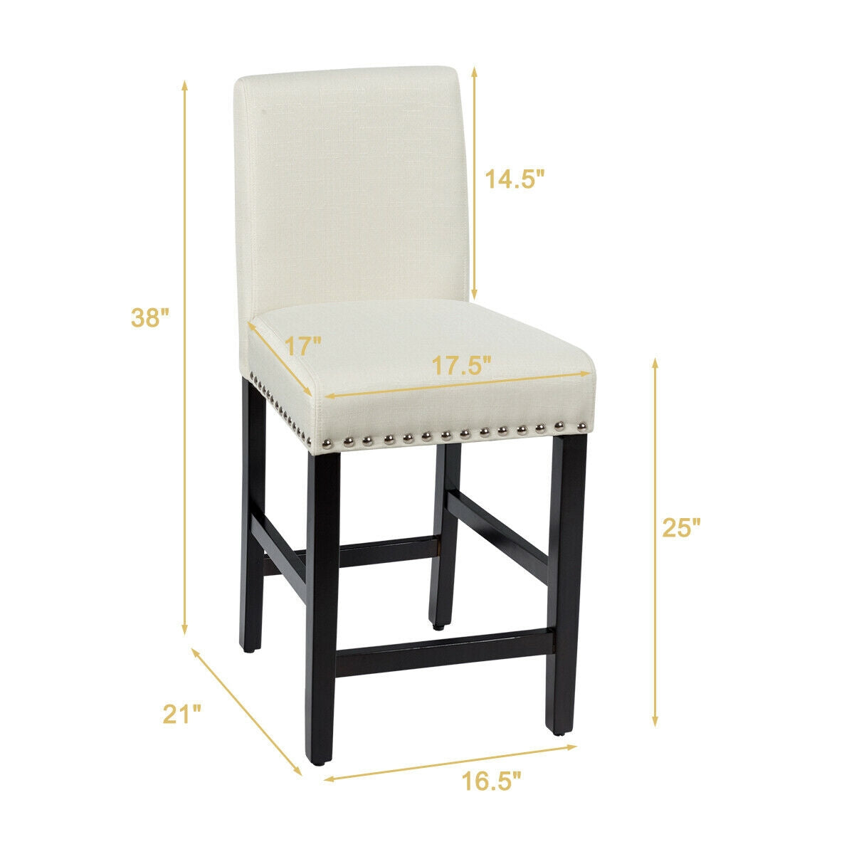 25 Inch Kitchen Chairs w/ Rubber Wood Legs