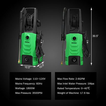 3500PSI Electric Pressure Washer with Wheels