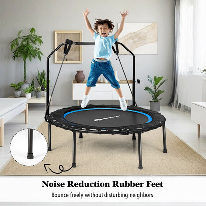 40 Inch Foldable Fitness Rebounder with Resistance Bands Adjustable Home