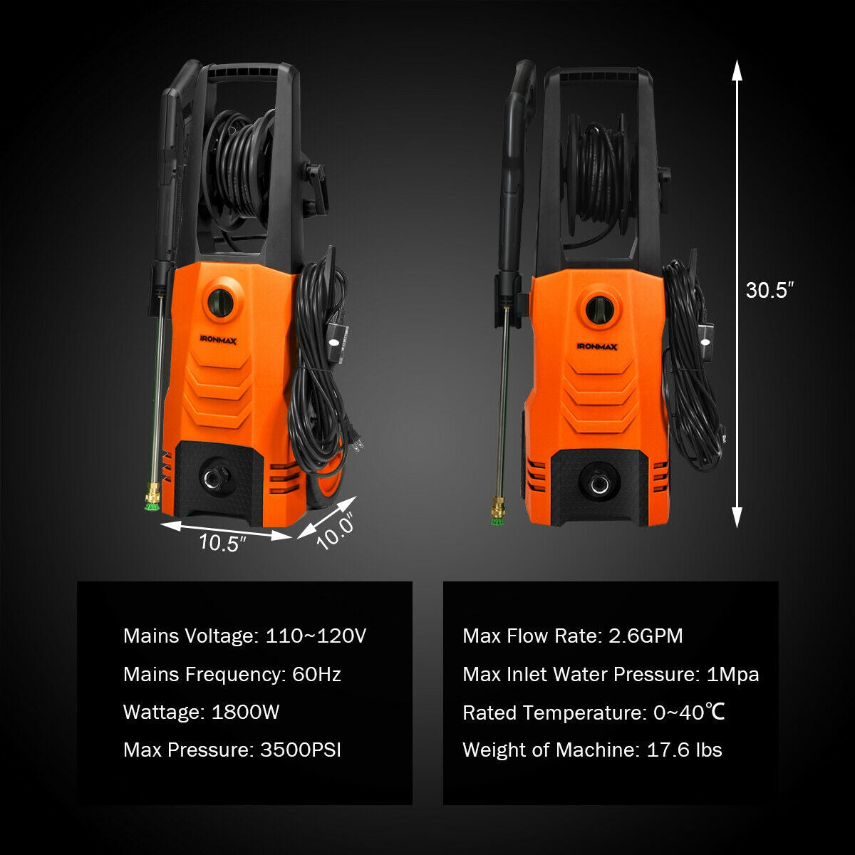 3500PSI Electric Pressure Washer with Wheels