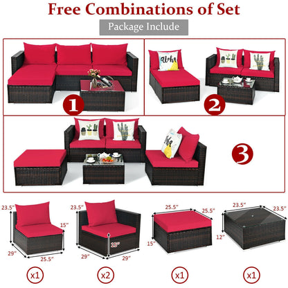 5 Pieces Patio Rattan
