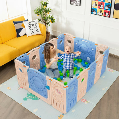 18-Panel Foldable Baby Playpen Kids Activity Center with Lockable Door