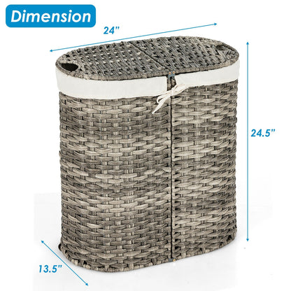 Handwoven Laundry Hamper Basket with 2 Removable Liner Bags