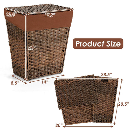 Foldable Handwoven Laundry Hamper with Removable Liner