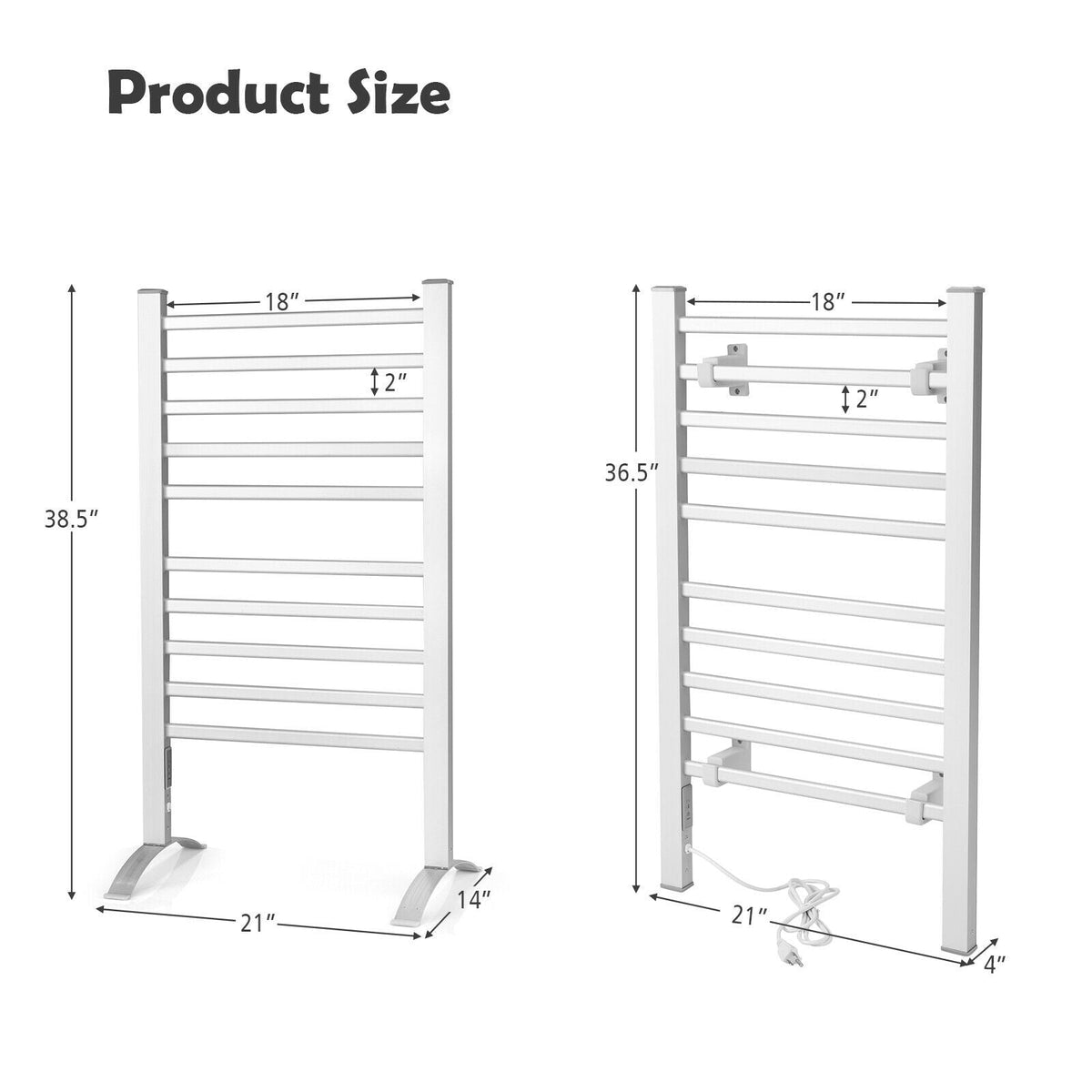 2-in-1 150W Freestanding and Wall-mounted Towel Warmer Drying Rack with Timer