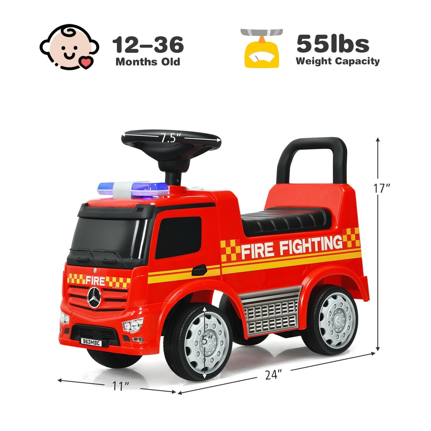 Licensed Mercedes Benz Kids Fire Engine Racer