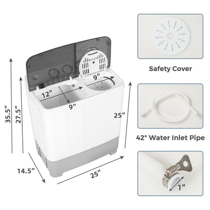 2-in-1 Portable 22lbs Capacity Washing Machine with Timer Control