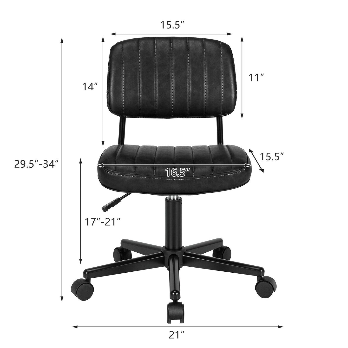 PU Leather Adjustable Office Chair Swivel Task Chair with Backrest