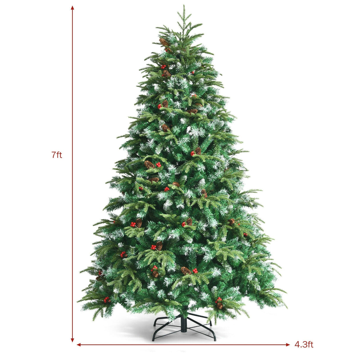 Pre-Lit Snowy Christmas Hinged Tree with Multi-Color Lights