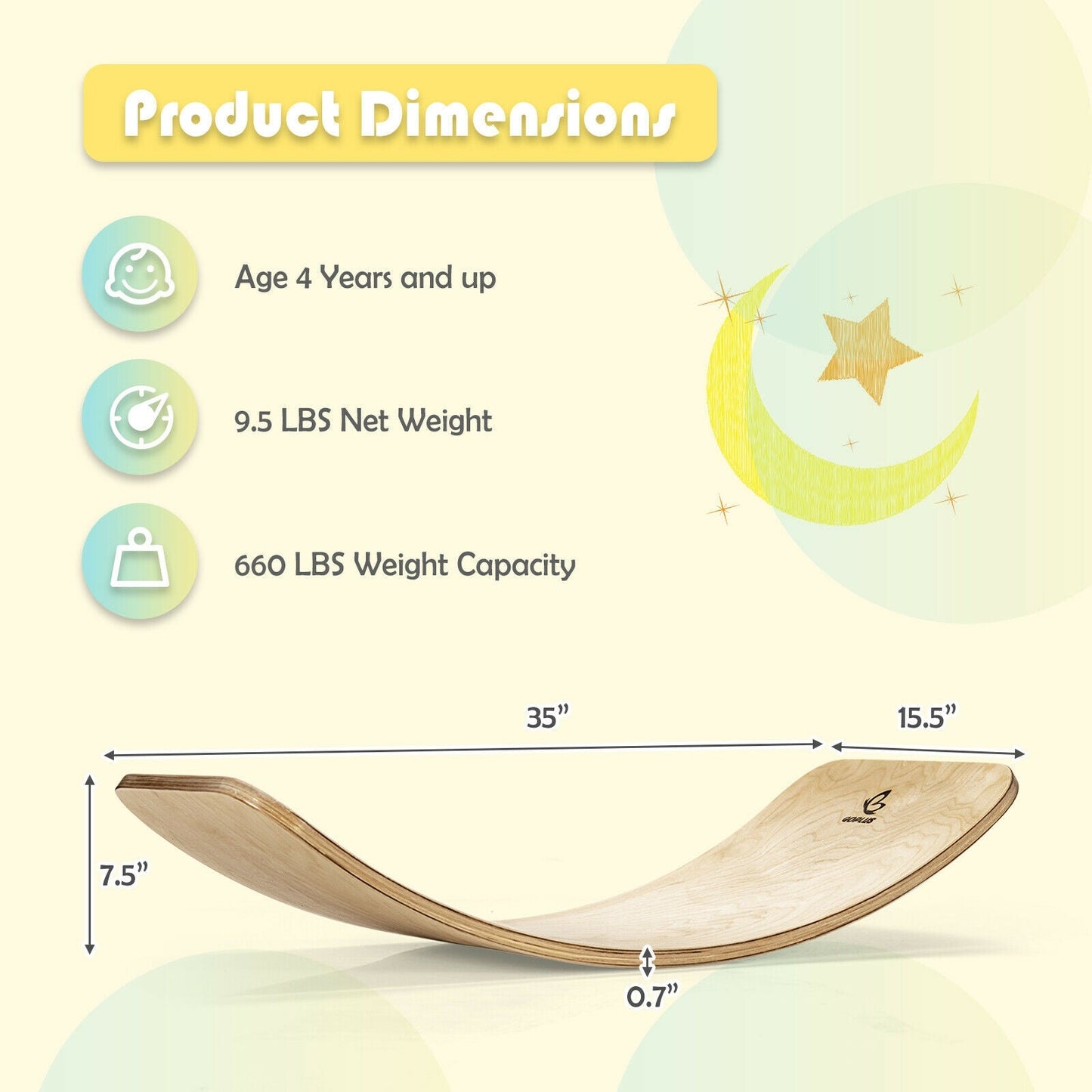 12 Inch Wobble Board for Balance Training-Natural